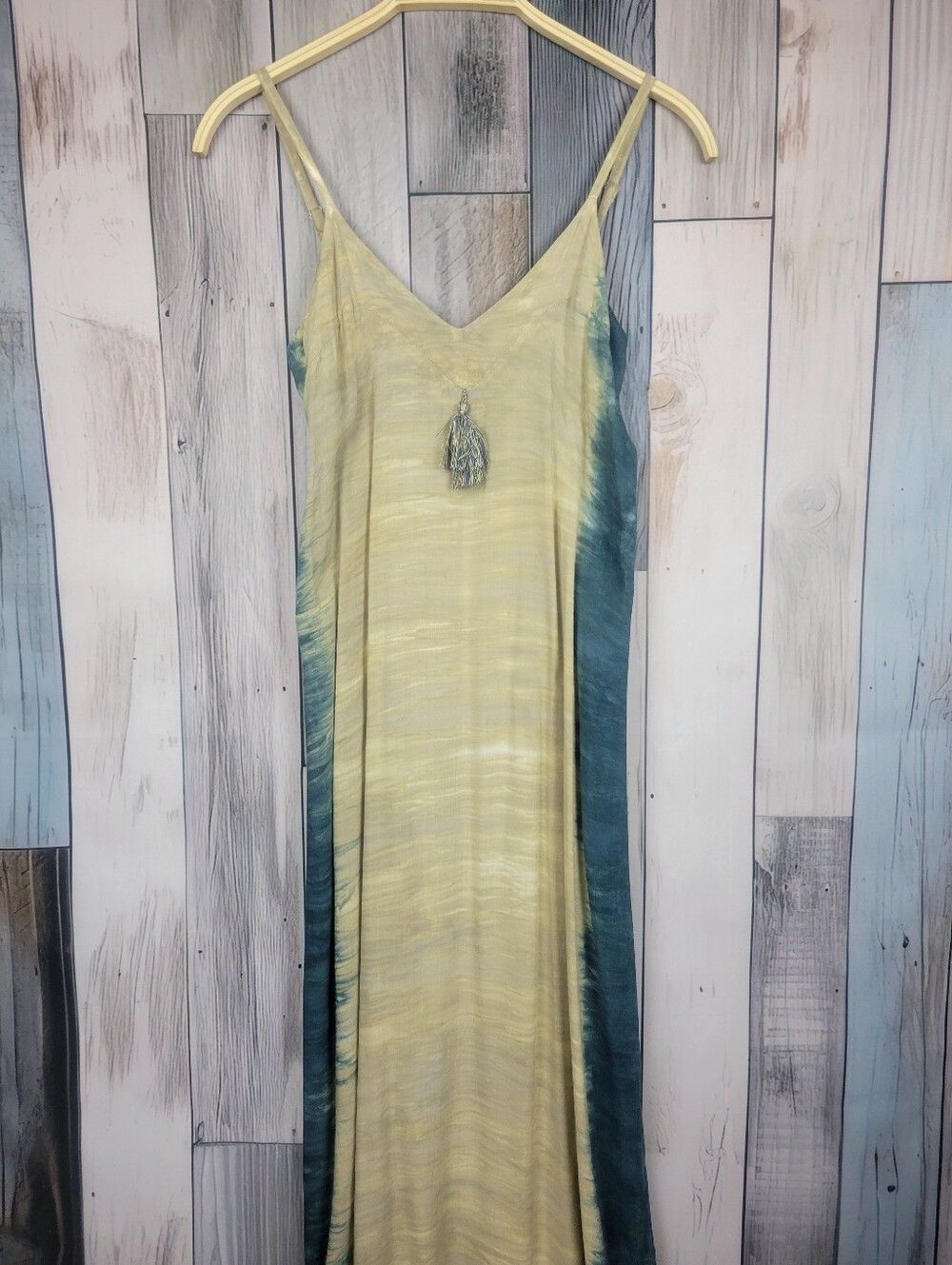 Mele Beach Spaghetti Strap Maxi Dress Mangata Collection Beige Blue One Size